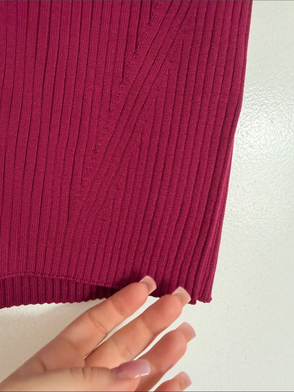 DKNY Short Sleeve Ribbed Zip-Front Top - Raspberry - Picture 8 of 12